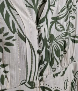 Vestido largo estampado floral verde y blanco