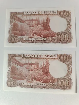 Billetes España 100 Pesetas 1970 (2 unidades)