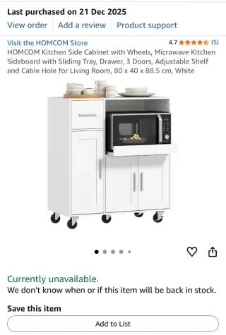 Mueble auxiliar cocina blanco