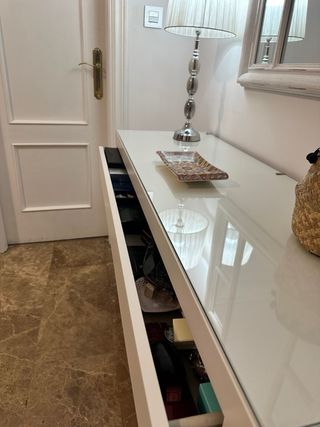 Tocador/escritorio blanco y cristal