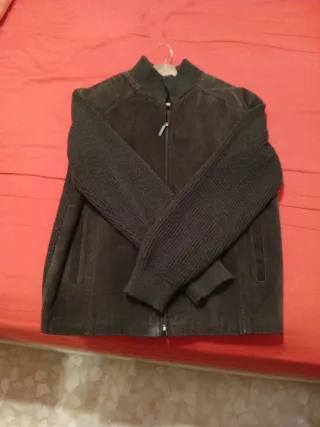 Chaquetón lana y ante marrón