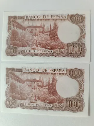 Billetes 100 Pesetas España 1970 (2 unidades)