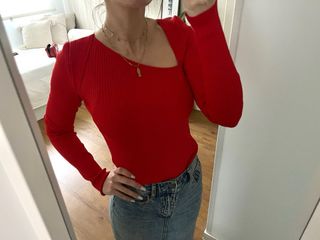 Jersey H&M punto asimétrico rojo