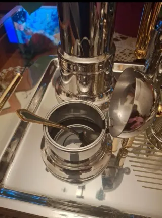 Set caffè vintage metallo oro/argento