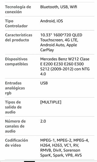 Pantalla Android Mercedes Benz W212