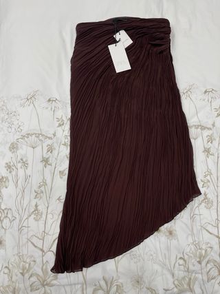 Falda Zara arrugada marrón