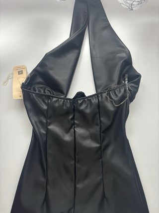 Vestido Negro Cuero Halter