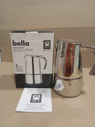 Cafetera BRA Bella 2 Tazas Acero Inoxidable