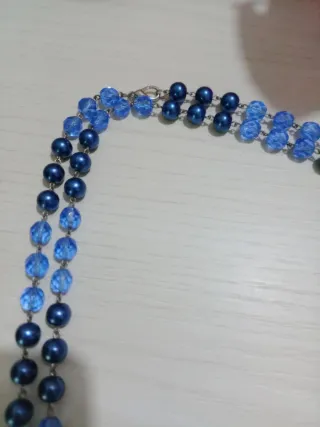 Collana perle blu e azzurre
