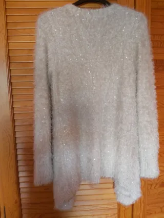 Cárdigan Culture blanco plateado con lentejuelas