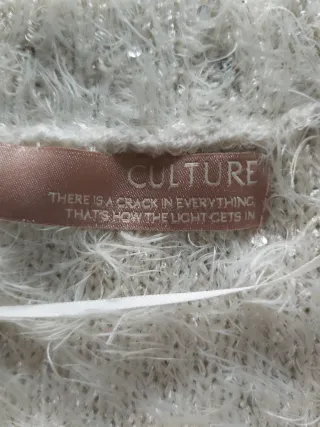 Cárdigan Culture blanco plateado con lentejuelas