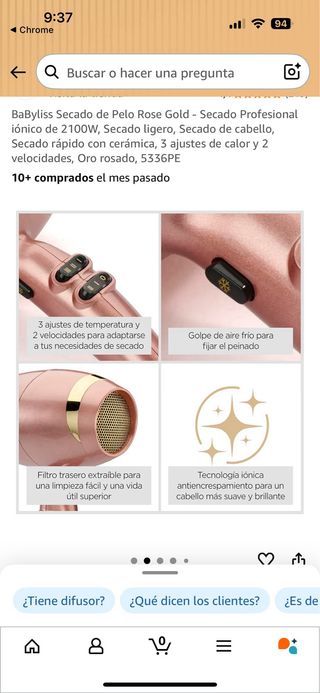 Secador BaByliss Elegance 2100 Rosa