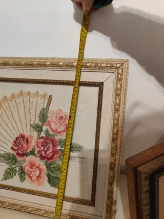 Cuadro Punto de Cruz Abanico y Rosas