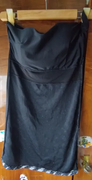 Vestido fiesta plateado y negro