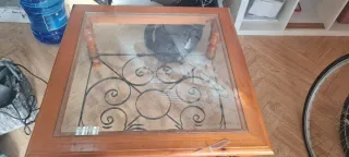 Mesa de centro pino y forja