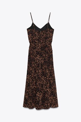 Vestido midi leopardo animal print gasa Zara