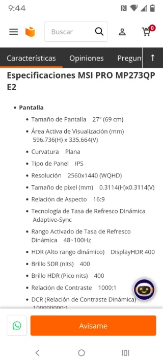 Monitor MSI PRO MP273QP E2 27 QHD