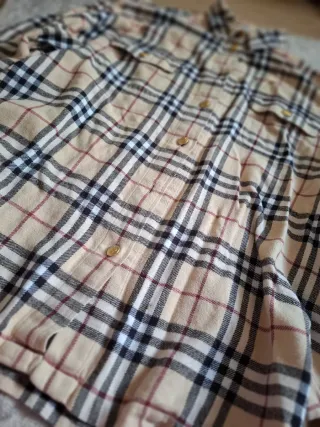 Camisa Burberry Clásica Cuadros Beige