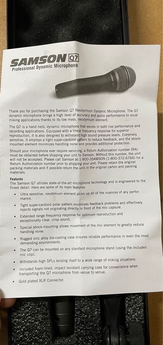 Micrófono Samson Q7 Profesional Dinámico