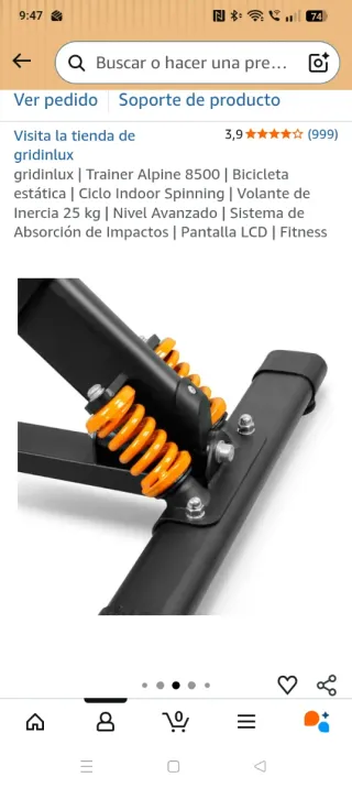 Bici Estática Spinning Naranja