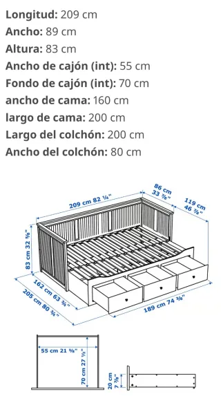 Sofá Cama Ikea Hemnes Gris Claro