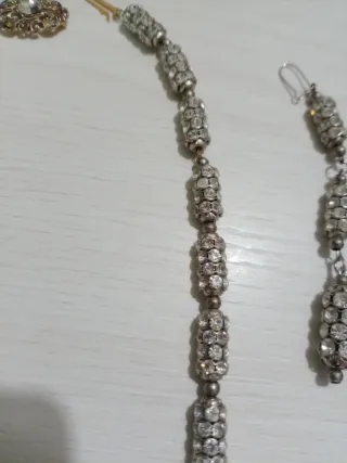 Set collana e orecchini argento brillantini