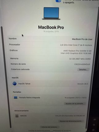 MacBook Pro Retina 16 i7 2019 32gb ram