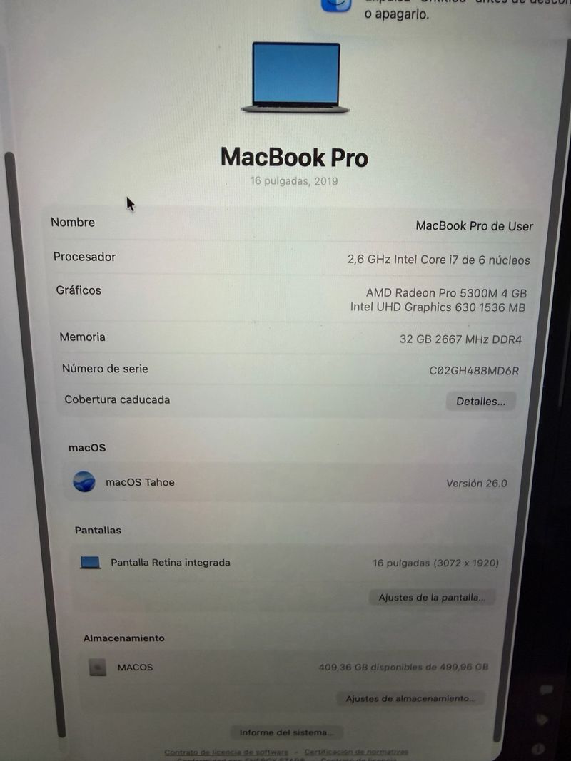 MacBook Pro Retina 16 i7 2019 32gb ram afbeelding 3