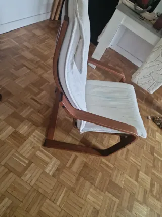 Silla mecedora madera y tela