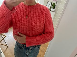 Jersey coral punto trenzado