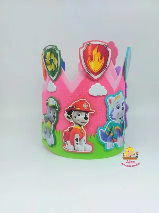 Corona Patrulla Canina Rosa Personalizada