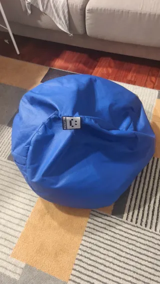 Puff Harpers Pelotea Piel Azul Sintética