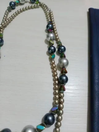 Collana perle grigie e argento