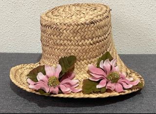 Sombrero Canotier Paja Infantil Flores Rosas