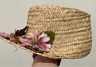 Sombrero Canotier Paja Infantil Flores Rosas
