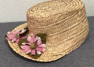 Sombrero Canotier Paja Infantil Flores Rosas