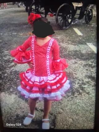Traje de flamenca niña rojo y blanco