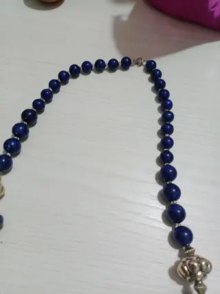 Collana perle blu e argento