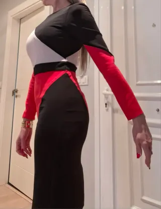 Vestido Dolores Promesas Negro Rojo Nude