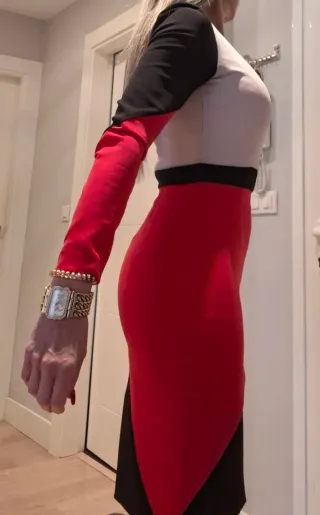 Vestido Dolores Promesas Negro Rojo Nude