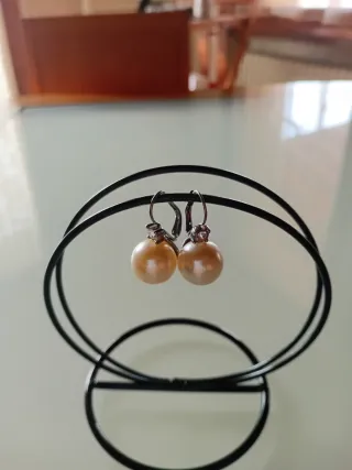 4 Paia Orecchini Perla Neri Rossi Beige e Bianchi