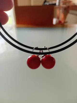 4 Paia Orecchini Perla Neri Rossi Beige e Bianchi