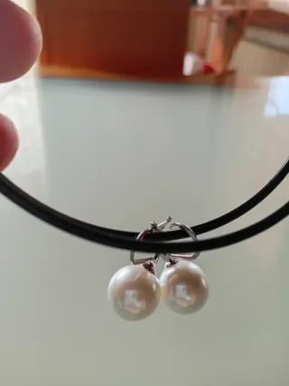 4 Paia Orecchini Perla Neri Rossi Beige e Bianchi