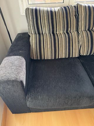 Sofá 3 plazas tela negro y multicolor