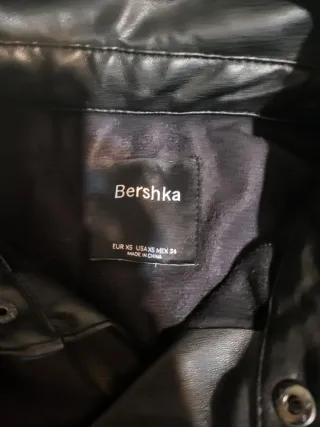 Chaqueta Cuero Bershka Negra Talla S