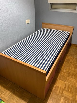 Cama individual con cajones