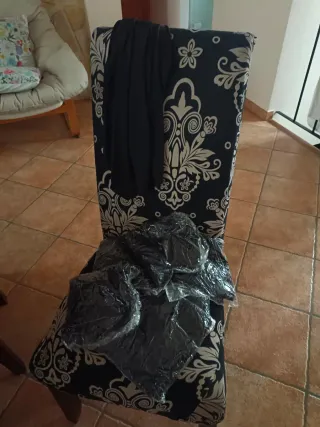Fundas de silla de tela elástica negras