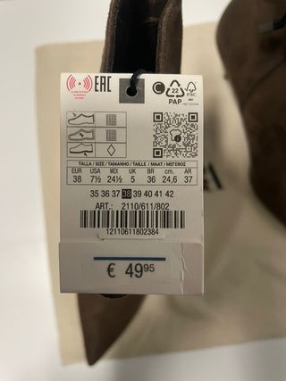 Botín Tacón Fino Zara Talla 38