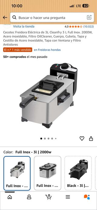 Cecotec Freidora Eléctrica 3L Cleanfry