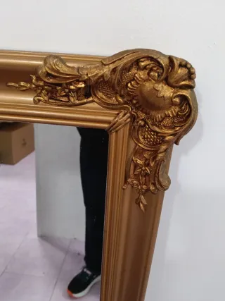 Espejo Madera Dorado Marco Decorad